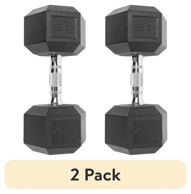Barbell, 8Lb Coated Rubber Hex Dumbbell, Pair