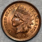 Uncirculated 1903 Indian Head Cent, Razor-Sharp specimen.