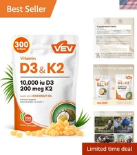 Corefeel 300 Count Vitamin D3 K2 Softgels - Sunshine Support for Everyday Health