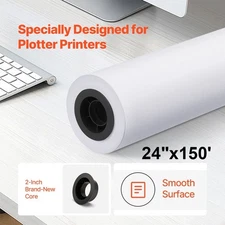 24" x 150' Wide Format Paper Plotter Paper CAD Bond Roll for Wide Format Printer