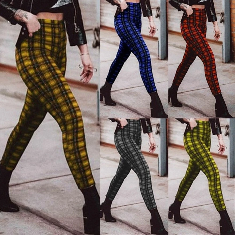 Check print store jeggings