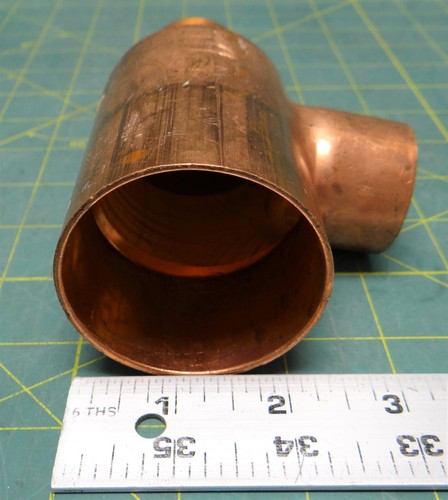 Mueller W40117 2in x 1-1/4in x 1-1/4 in Sweat Wrot Copper Reducing Tee C x C x C - Picture 4 of 6