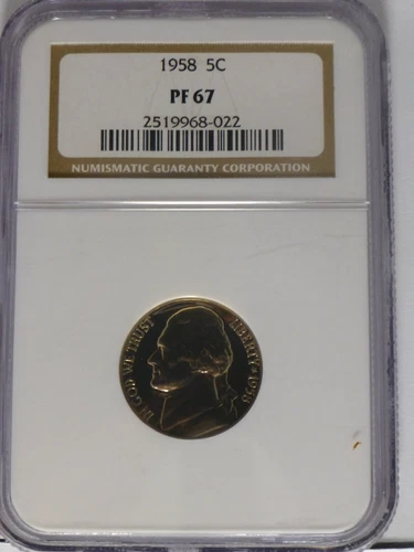 1958 NGC 5c Pf 67 Jefferson Proof Nickel