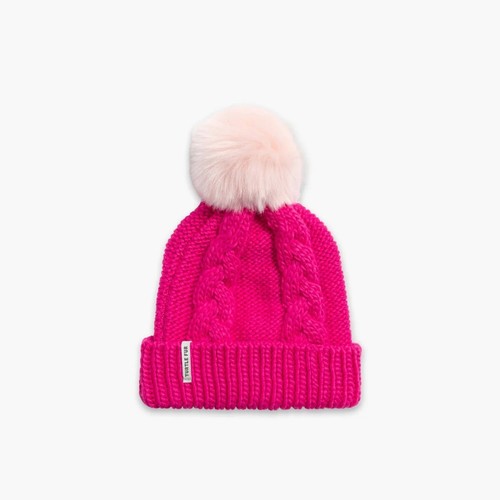 Youth TURTLE FUR Lizzy Faux Fur Pom Knit Beanie (Youth 7-12) - Picture 8 of 10