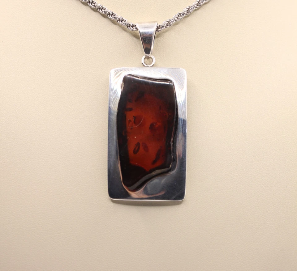 CIONDOLO ARGENTO AMBRA LISCIA RETTANGOLARE MM 27X46 GR. 16,60 EXPLOIT - Immagine 3 di 4