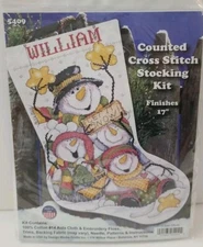 Christmas Let it Snow Counted Cross Stitch Stocking Kit Design Works Craft 5409