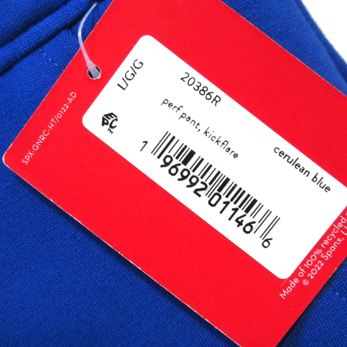 NWT SPANX 20386R Perfect Kick Flare in Cerulean Blue Knit Ponte Crop Pants L - Picture 3 of 6