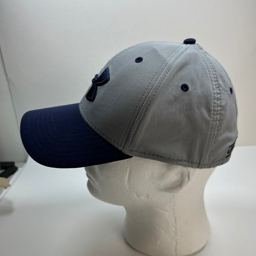 Under Armour Fitted Hat Size M/L Gray Blue Colorblock Logo Sport Baseball - Picture 6 of 9