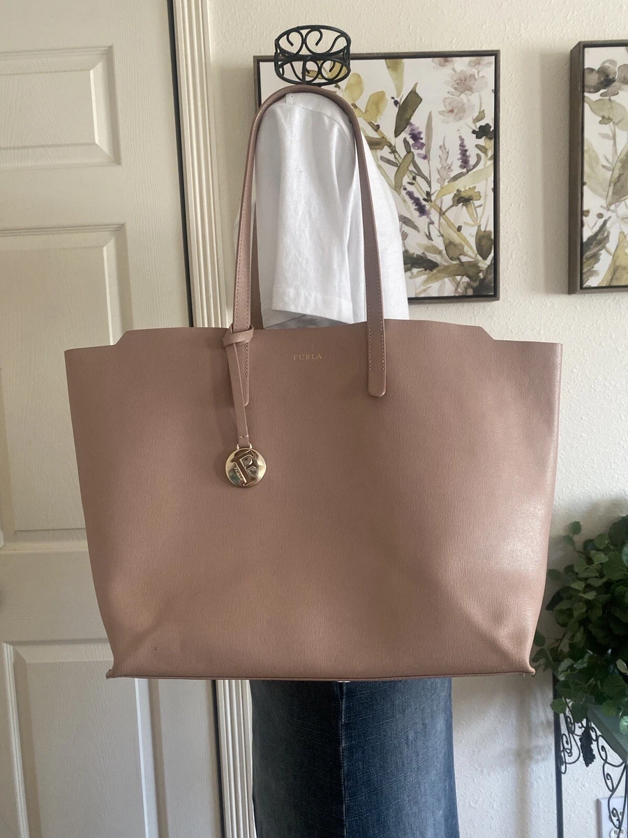 Furla Dusty Pink Saffiano Leather Extra Large Tote Shopper