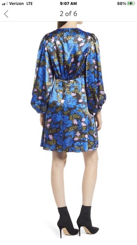 NWT Vero Moda Womens Satin Dress Small Floral A-Line Long Sleeve MSRP $99 B6 - Picture 2 of 7