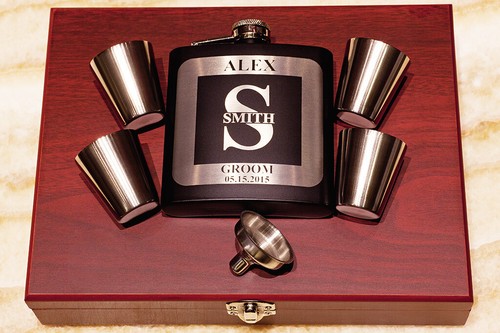 Groomsman Flask, Custom Engraved Wedding Gift, PERSONALIZED, Bachelor - Picture 30 of 37
