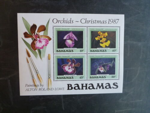 1987 BAHAMAS CHRISTMAS ORCHIDS 4 STAMP MINI SHEET MNH - Picture 1 of 1
