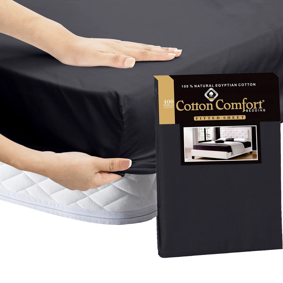 100% Egyptian Cotton 35cm Extra Deep Fitted Sheet 400 TC 25cm Bed Sheets UK Size - Image 3 of 4