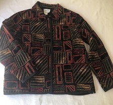 Coldwater Creek Women s Blazer Jacket Size L Textured Geometric Pattern Career