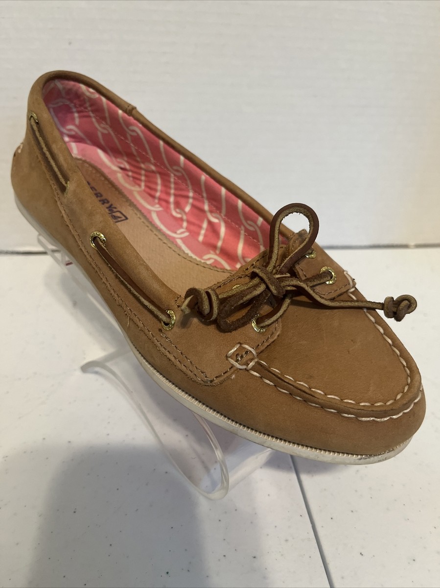 Sperry Top-Sider Womens Audrey Brown Leather Boat Shoes Size 5m