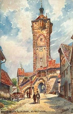 Postcard Germany Rothenburg Klingentor Tower Raphael Tuck Unposted Divided
