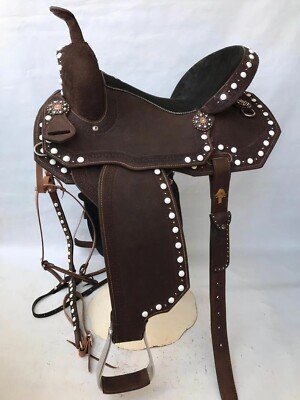 Western Barrel Racing Horse Saddle Premium Leather  with tack set 10'' to 18' in