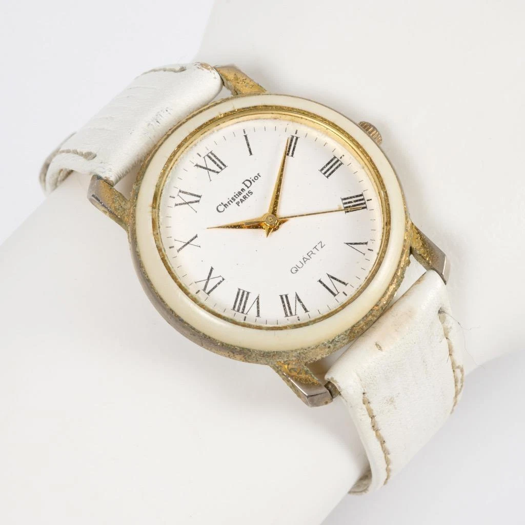 Montre bracelet femme Christian Dior blanche à quartz AA1688K vintage *POUR RÉPARATION*