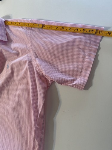 Ralph Lauren Men's Pink Seersucker Gingham Shirt Polo Pony Short Sleeve Size XL - 第 6/11 張圖片