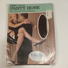 Vintage 1960s Seamless Stretch Panty Hose Medium Coffee S-T-R-E-T-C-H