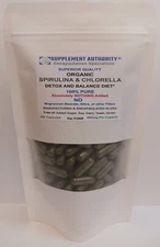 Spirulina & Chlorella Powder Capsules Organic - 200ct- Great Price- Super Fresh!