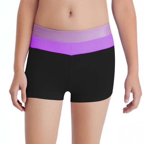 Girls 3-Piece Sports Set Color Block Crop Top Shorts Gymnastic Dance Fitness - Picture 24 of 42