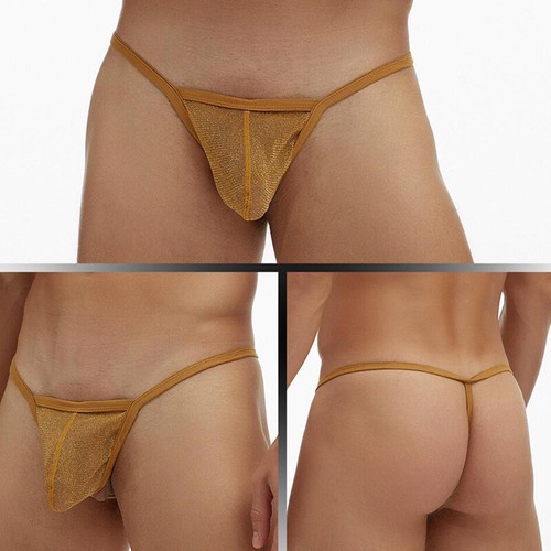 Uomo Rete Trasparente Marsupio Perizoma Slip Intimo T-Back Tanga Perizoma ♡ - Afbeelding 8 van 32