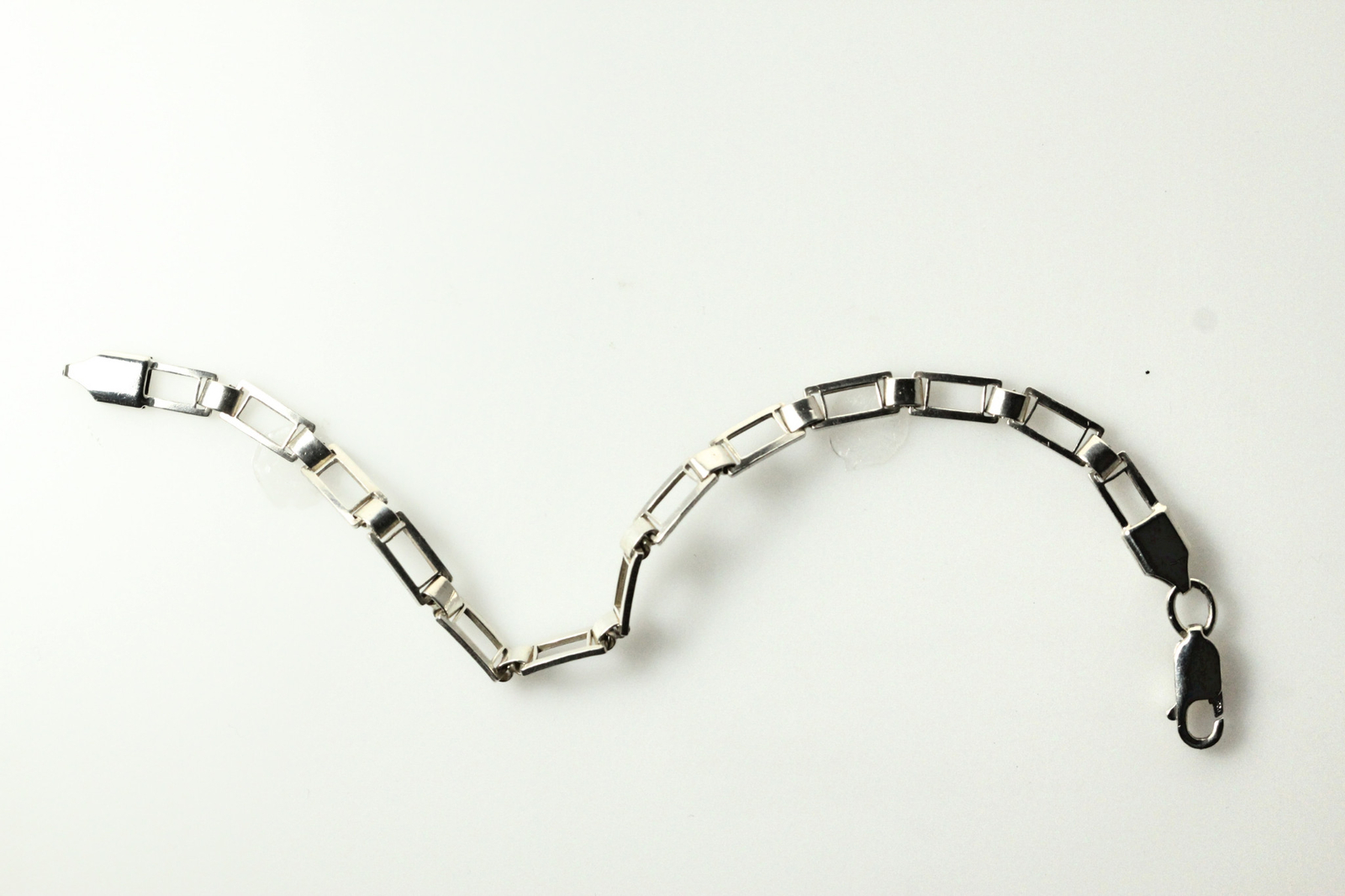 925 Sterling Silver 7.75" Rectangular Link Bracel… - image 7