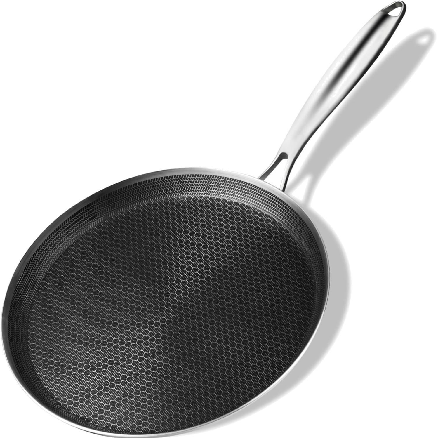 Crepe Pfanne Edelstahl 28cm Antihaft Induktion Gas Kratzfest Pfannkuchenpfanne
