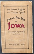 Iowa Road Map 1920s Des Moines Register Tribune -- Free Shipping in US