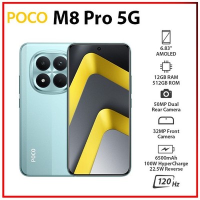 Xiaomi POCO M8 Pro 5G 12GB+512GB GREEN Dual SIM Unlocked Android Cell Phone