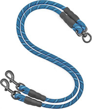 Double Dog Leash Coupler, Extension Rope for Two Dogs, No Tangle Dual Dog Lead S