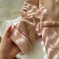 Winter Plush Thickened Home Clothing Plush Set Long-sleeved Pajamas Solid Color