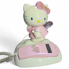 HELLO KITTY Angel Landline Telephone 2003 Sanrio RARE Pink  White Rhinestone