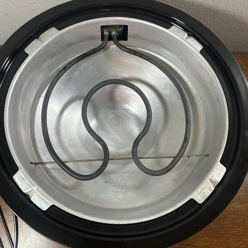 Parrilla de barbacoa interior vintage Rival Crock modelo 5730 gres negro sin humo Foto 3 de 4