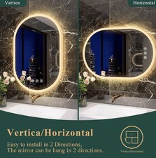 S'bagno Oval Bluetooth Bathroom Mirror with LED Lights 600x900mm, Anti-Fog, LED