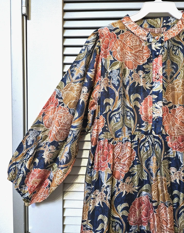 Vestido largo multicolor estampado floral escalonado S & Anthropologie joyas Foto 3 de 3