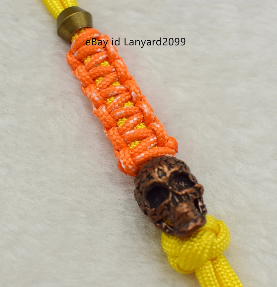 Cuchillo calavera de cobre cordón cuentas cuentas paracord hecho a mano cordón colgante Foto 4 de 4