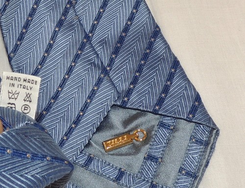 Zilli Blue Stripe Woven 100% Silk Necktie Tie 59X3.75 - Picture 7 of 10