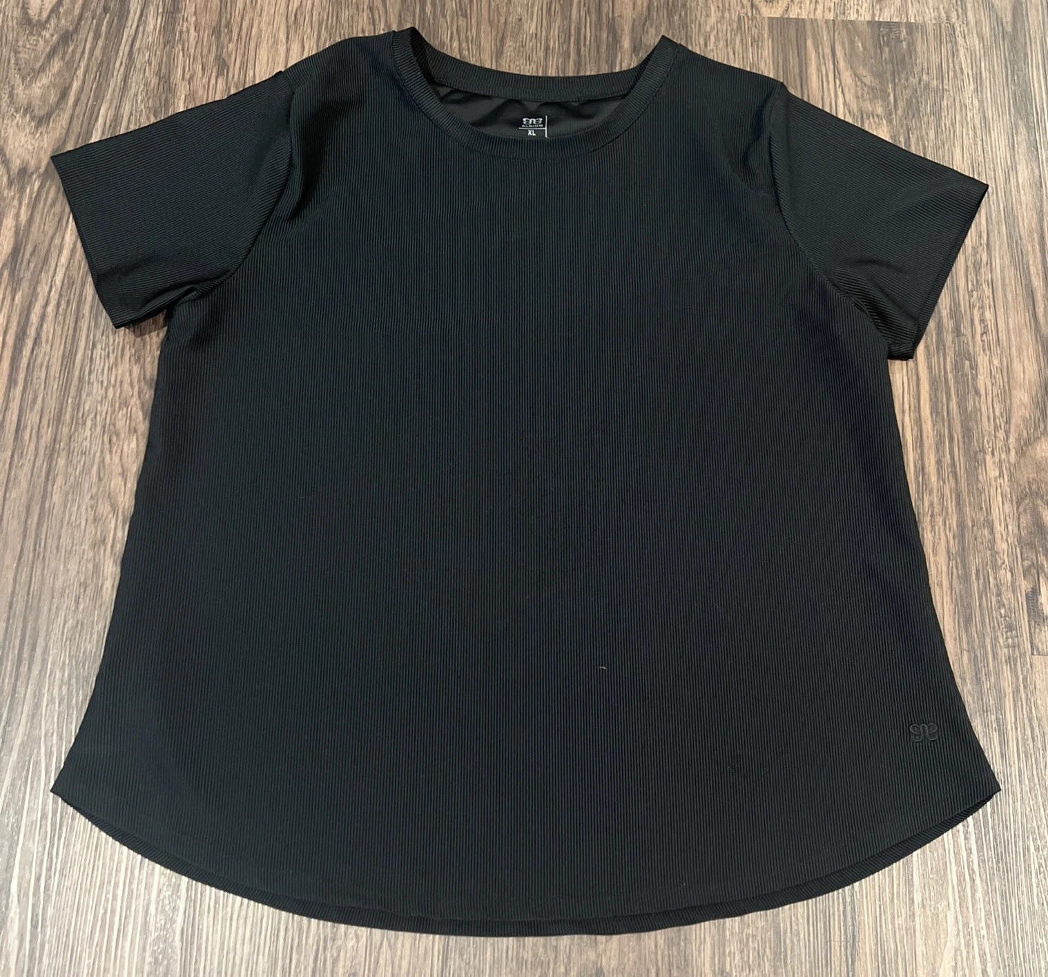 Albion Fit Ribbed Basic Crew Neck Tee Shirt Womens Athleisure Size XL Black