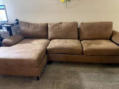 Modern Faux Leather Sectional Sofa with Chaise (Right/Left)