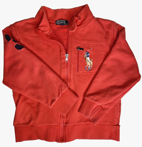 Polo Ralph Lauren Big Flesh Pony Kids Size 9 Red Fleece Full Zip Sweatshirt 10oz