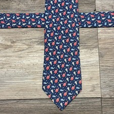 Martha's Vineyard Vines Blue Whale Lacrosse Fan Mens 59" Silk Tie USA Preppy LAX