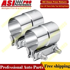 PAIR 2.25'' Lap Joint Exhaust Band Clamp Stainless Steel Fits Muffler Pipe  US