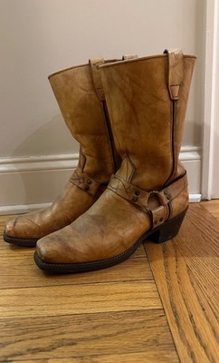 Vintage Wrangler Size 11 D Western Cowboy Harness Square Toe Leather Biker Boots