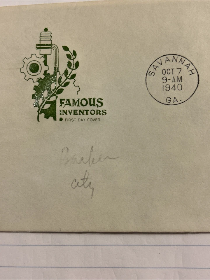 889 Famous American Inventor Eli Whitney Farnam FDC 1940 Savannah GA - Image 2 of 4