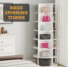 SpaceAid 7 Tier Rotating Shoe Rack Tower, Spinning Shoe Display Lazy Susan, R...