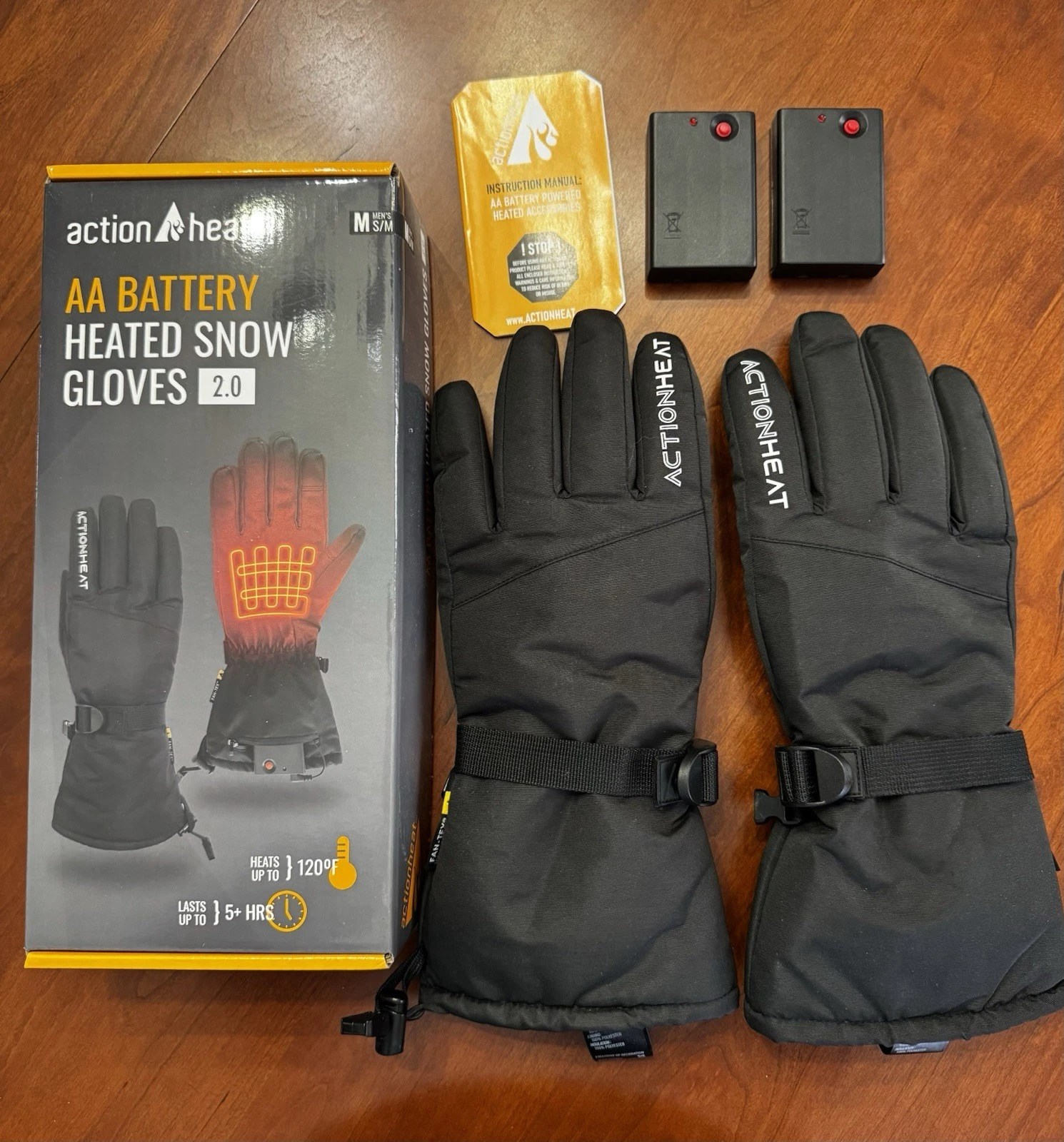 Action Heat MEN'S Heated Snow Gloves Size Small/Medium