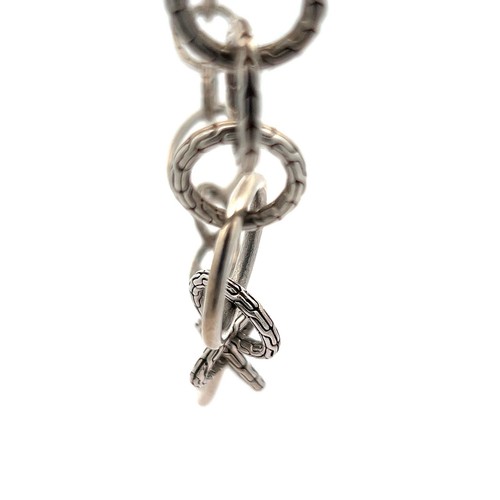 John Hardy Sterling Silver Hammered Graduated Chain Toggle Necklace 18” Rare - Picture 3 of 4