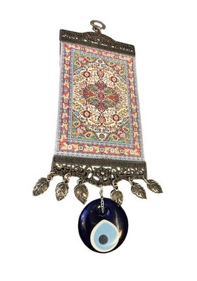 Turkish Evil Eye Middle Eastern Carpet Wall Hanging Decorative Amulet 11  X 4 